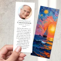 Dawn Sunrise Ocean Boat Photo Prayer Memorial Bookmarks