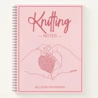 Girly Your Name Heart Hands Illustration Knitting  Notebook