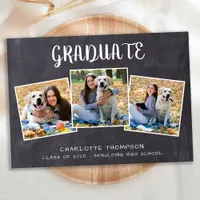 Rustic Photo Collage Chalkboard Graduation Announcement