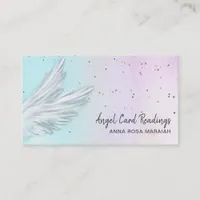 *~*  Pastel Ombre  Angel Wings Starry Rainbow Business Card