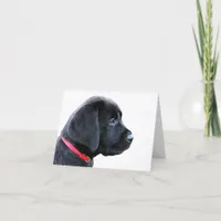 Black Labrador Cute Puppy Red Collar Cute Dog Card