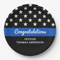 Police Graduation Party Blue Line Congratulations Paper Plates
