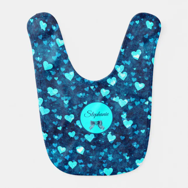 Vivid Blue Hearts Baby Bib