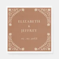 Elegant Boho Terracotta Floral Wedding  Napkins
