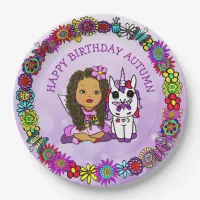 Personalized Happy Birthday Unicorn and Fairy Paper Plates