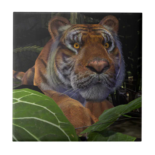 Tiger Crouching in the Jungle Tile