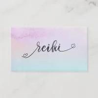 *~*  Magenta Turquoise Mint Black Glitter REIKI Business Card