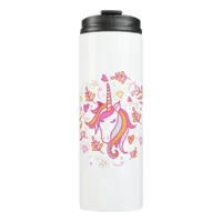 Unicorn in Pink and Orange Thermal Tumbler