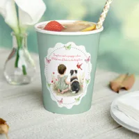 Personalized Baby Girl and her Puppy Baby Shower  Paper Cups