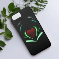 Radiant Black Neon Heart Energy Wings iPhone 16 Case