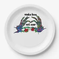 Skeleton Hand Heart Design Paper Plates