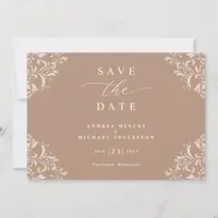 Elegant Taupe Wedding Save the Date Cards