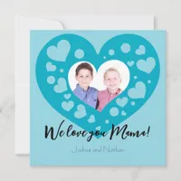 Cute Blue hearts photo We love you Mama Holiday Card