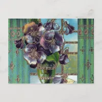 Vintage Pansy Flowers in Vase Postcard