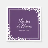 Woodsy Cocktail Napkins | Leaf Frame (Plum) DK