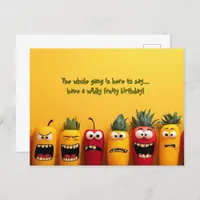 Funny Fruit Faces Birthday Postcard