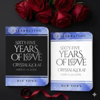 Elegant 65th Blue Sapphire Wedding Anniversary Foil Vow Books