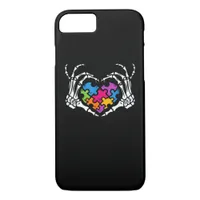Autism Awareness s s Skeleton Hand Heart Puzzle Pi iPhone 8/7 Case