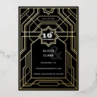 Art Deco Elegant Save The Date Foil Invitation