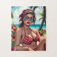 Red Bikini, Sunglasses and Bandana Woman   Jigsaw Puzzle