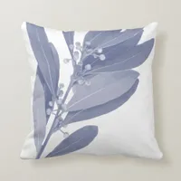 Abstract Botanical Herbs in Indigo Blue and White Throw Pillow