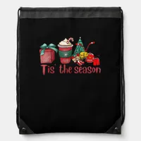 Tis The Season Hockey Christmas Coffee Santa Drawstring Bag