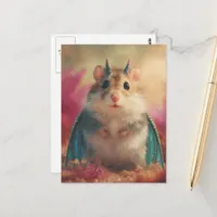 Adorable Sweet Hamster Dragon with Horns Postcard