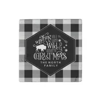 Wild Wonderful Christmas Black Buffalo Plaid ID604 Stone Magnet