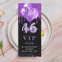 Birthday black purple balloon vip invitation