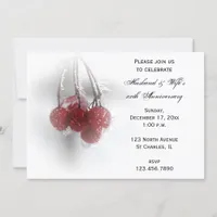 Red Berries Winter Wedding Anniversary Party Invitation
