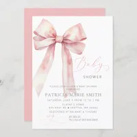 Coquette Pink Bow Girl Baby Shower Invitation