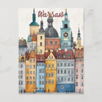 Travel to Warsaw Poland Postcard