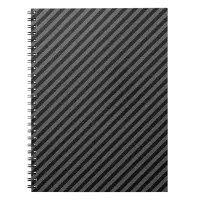 Thin Black and Gray Diagonal Stripes Notebook