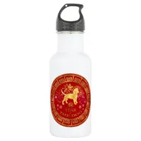 Chinese Zodiac Dog Red/Gold ID542 Stainless Steel Water Bottle