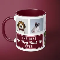 The Best Dog Dad Ever Burgundy Pet Collage Photo Mug