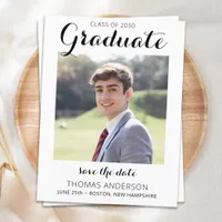 Graduation Save The Date Modern Graduate Photo  Announcement Postcard
