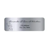 Reindeer silver christmas return address label