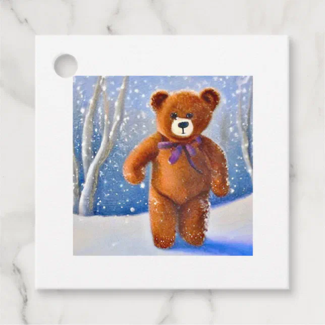 Bear in the snow favor tags