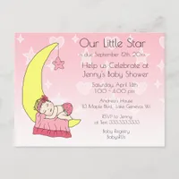 Our Little Star Girl's Baby Shower Invitation Postcard