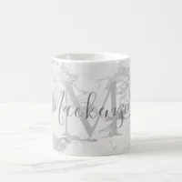 Trendy Silver Foil Marble Monogram Coffee Mug