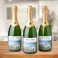 New home photo housewarming sparkling wine label