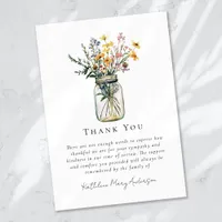 Watercolor Wildflowers Buttercup Sympathy Funeral  Thank You Card