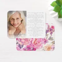 Floral Photo Funeral Memorial Prayer Card