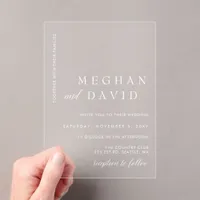 Simple Elegant Minimal Modern Wedding  Acrylic Invitations