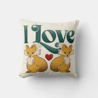 I Love Foxes Cute Heart Throw Pillow