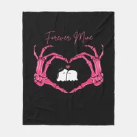 Mine Valentines Day Classic Skeleton Hands Hearts  Fleece Blanket