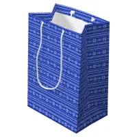 Festive Blue Snowflake Nordic Christmas Holiday Medium Gift Bag