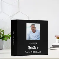 Black white birthday photo dad album 3 ring binder