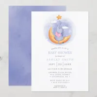 Elephant Moon Watercolor Whimsical Baby Shower Invitation