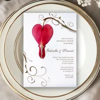 Red Bleeding Hearts Wedding Rehearsal Dinner Invitation